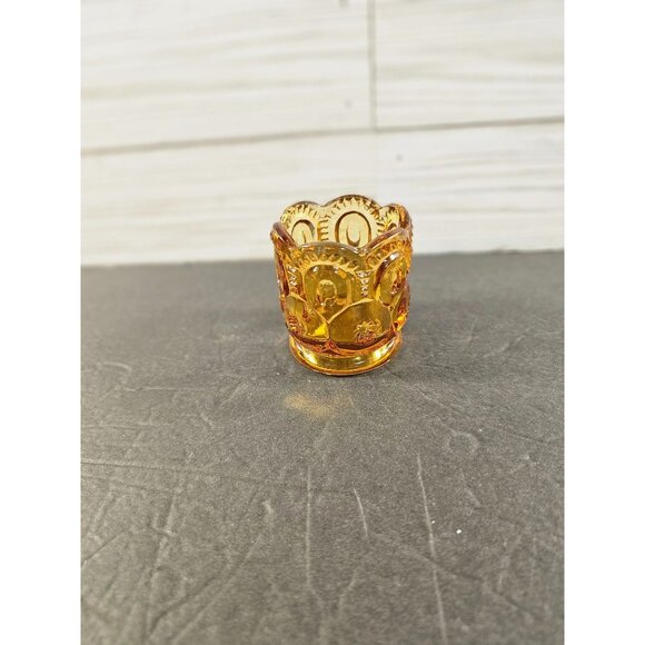 L E Smith Moon and Stars Amber Toothpick Holder - Picture 5 of 6